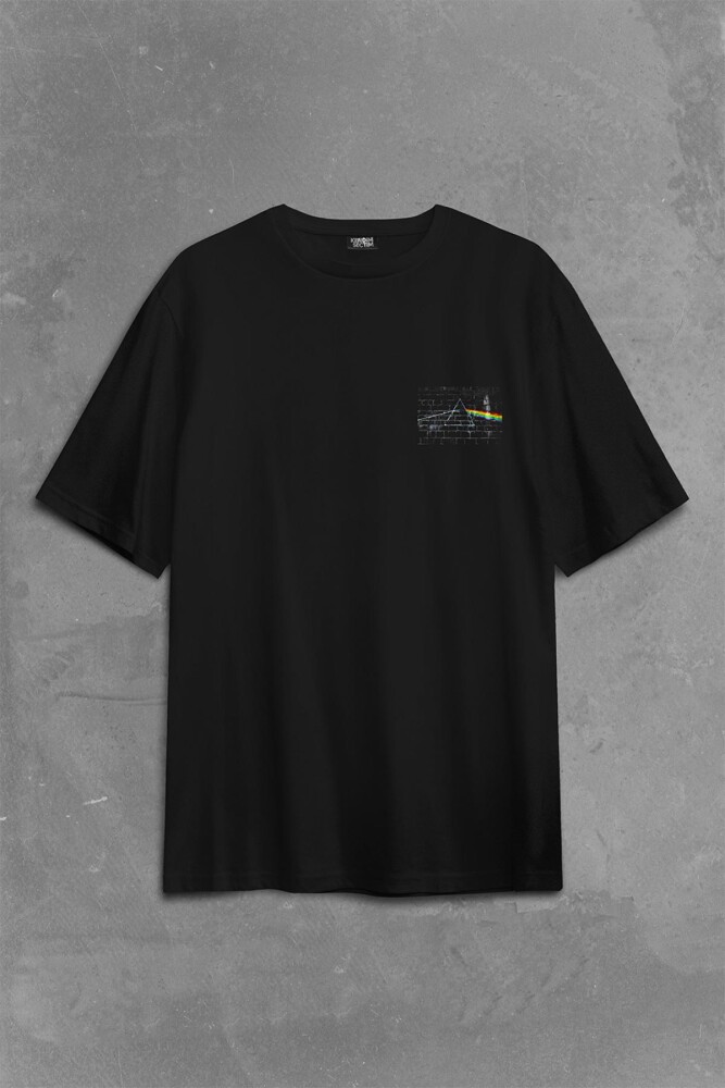 Shine On You Crazy Diamond Adesıvo Pink Floyd Işık Sırt Ön Baskılı Oversize Tişört Unisex T-Shirt - 2