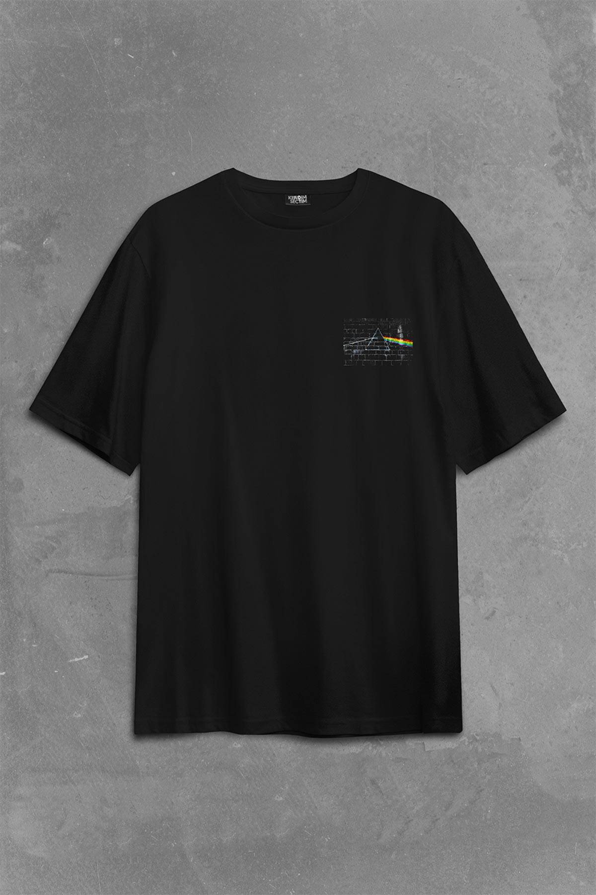 Shine On You Crazy Diamond Adesıvo Pink Floyd Işık Sırt Ön Baskılı Oversize Tişört Unisex T-Shirt - 2