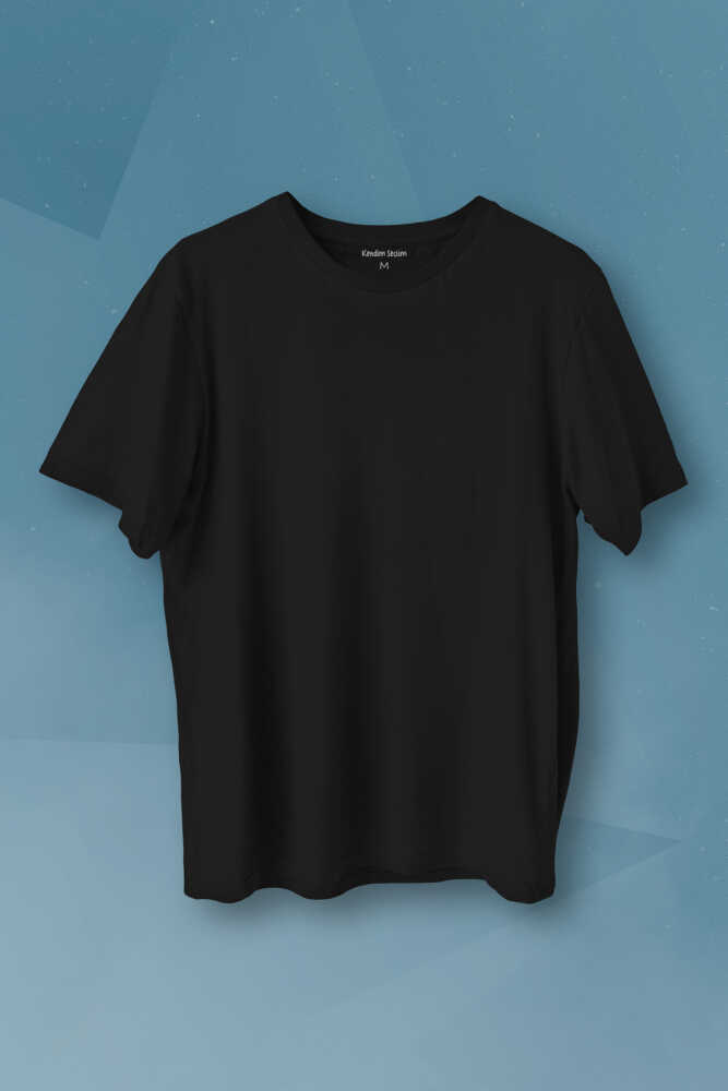 Siyah Basic Regular Fit T-shirt Unisex Düz Tişört