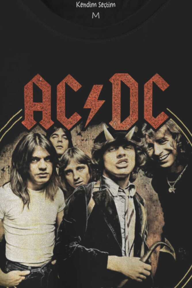 Siyah Baskılı T-shirt AC/DC Angus Malcolm Young Hard Rock AC DC Gitar Guitar Unisex Tişört - 2