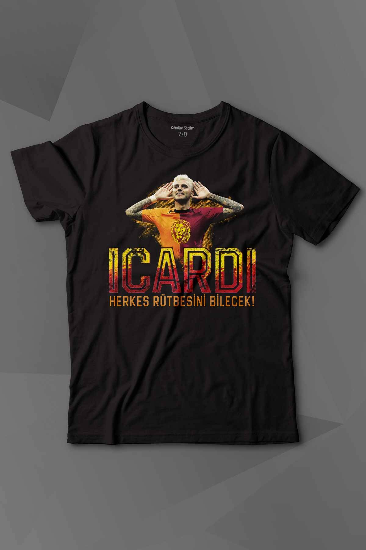 Siyah Çocuk Icardi Sarı Kırmızı Mauro icardi Baskılı Tişört Çocuk T-shirt - 1