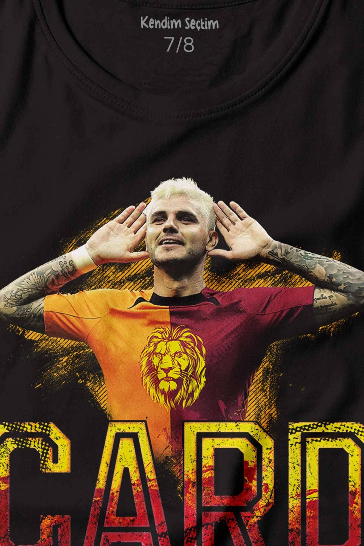 Siyah Çocuk Icardi Sarı Kırmızı Mauro icardi Baskılı Tişört Çocuk T-shirt - 2