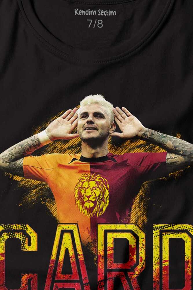 Siyah Çocuk Icardi Sarı Kırmızı Mauro icardi Baskılı Tişört Çocuk T-shirt (1)