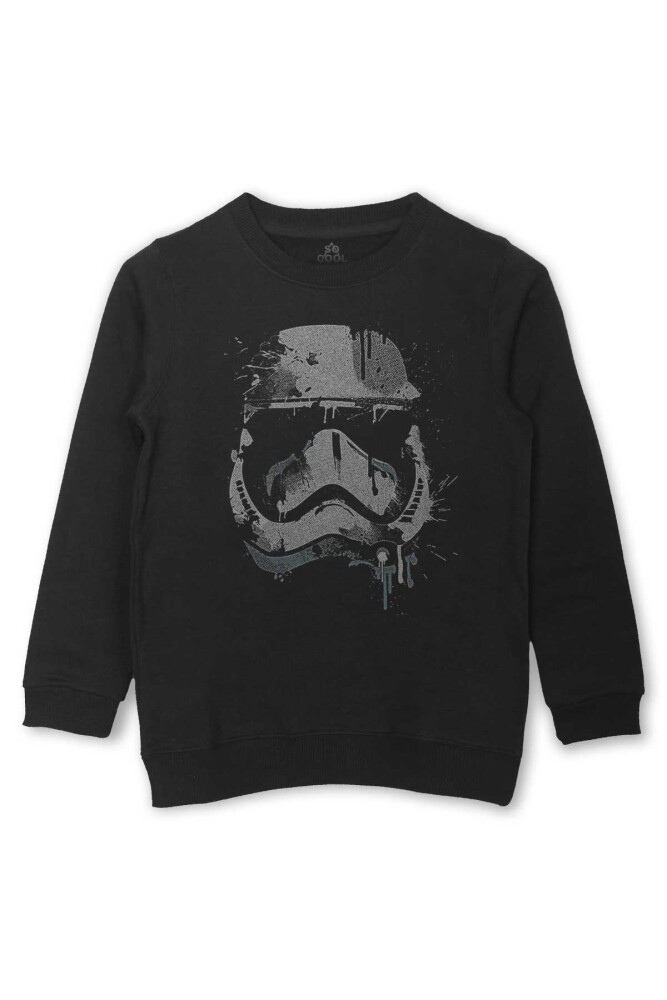 Siyah Çocuk Sweatshirt Star Wars Mask Maske Baskılı Çocuk Sweatshirt - So Cool