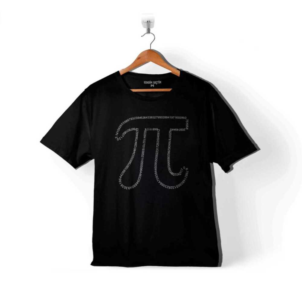 Siyah Çocuk Tişört Pi Sayısı Günü Matematik Formül Baskılı T-Shirt