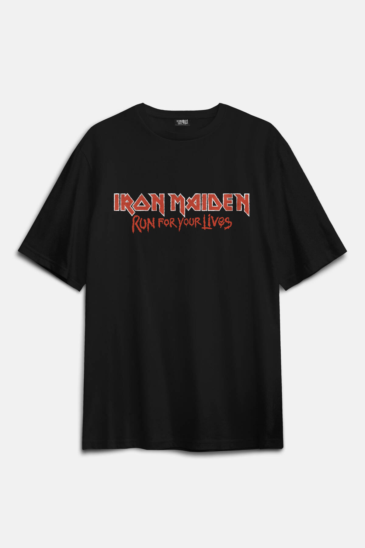 Siyah Iron Maiden Metal Music Tour Baskılı Oversize Tişört (1)