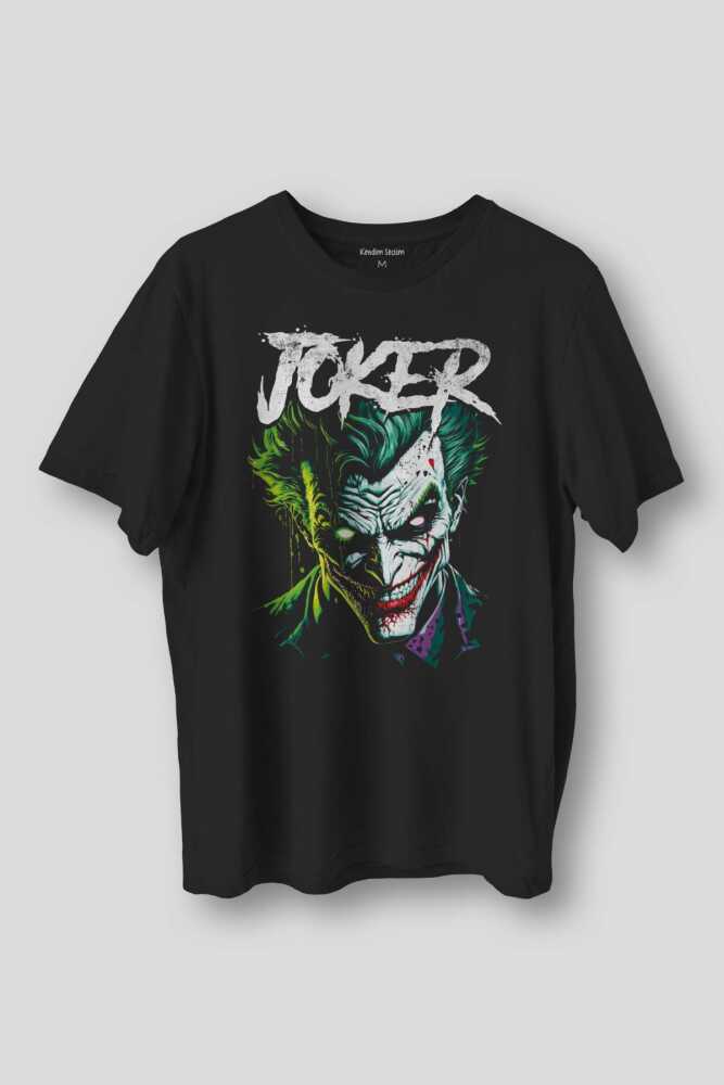 Siyah Joker Psikopat Gülüş Karanlık Joker Tişört Film Vintage Movie Pamuklu Baskılı T-shirt - 1
