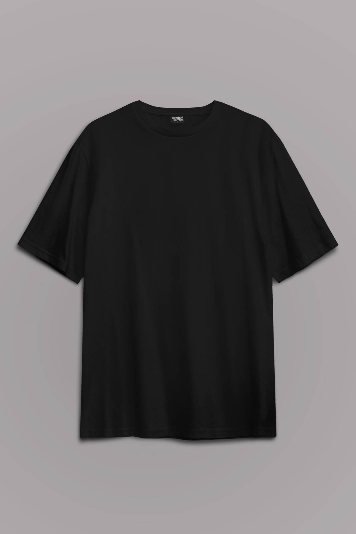 Siyah Oversize Relax Basic T-shirt Unisex Düz Tişört - 1