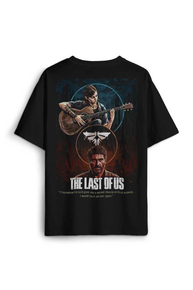 Siyah Oversize Gamer T-shirt The Last Of Us Joel Elite Game Movie Oyun Unisex Relax Fit Tişört