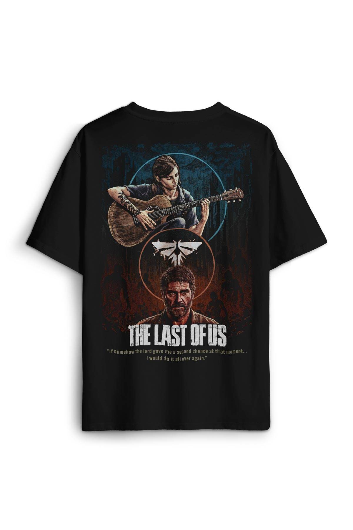 Siyah Oversize Gamer T-shirt The Last Of Us Joel Elite Game Movie Oyun Unisex Relax Fit Tişört - 1