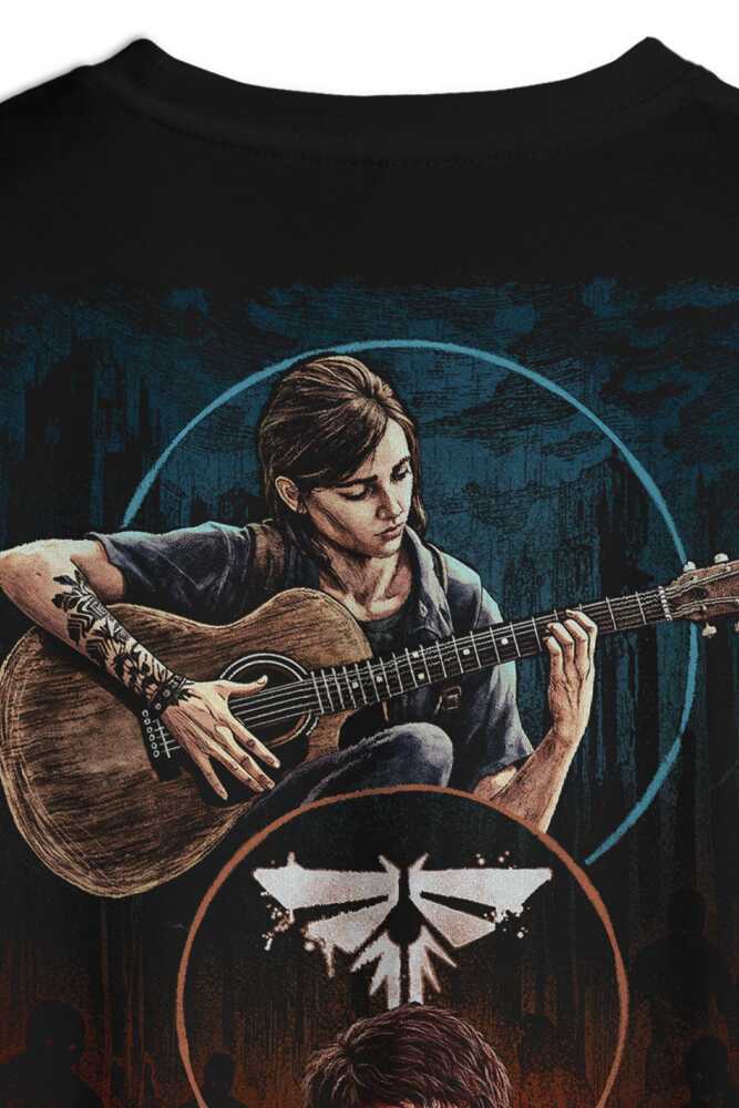 Siyah Oversize Gamer T-shirt The Last Of Us Joel Elite Game Movie Oyun Unisex Relax Fit Tişört - 3