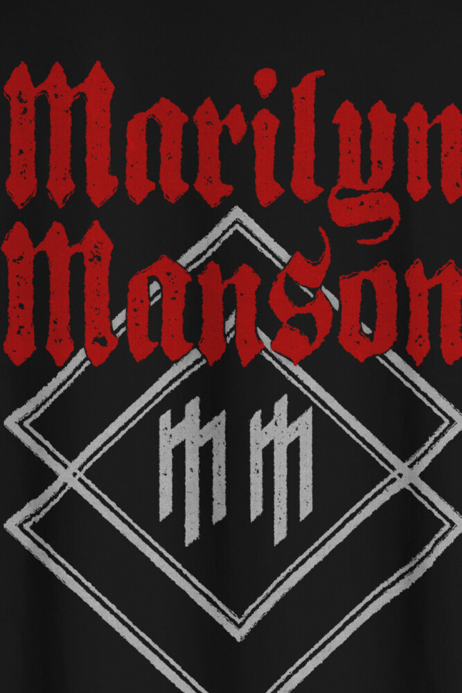 Siyah Oversize T-shirt Marilyn Manson Logo Rock Metal Müzik Baskılı Tişört - 4