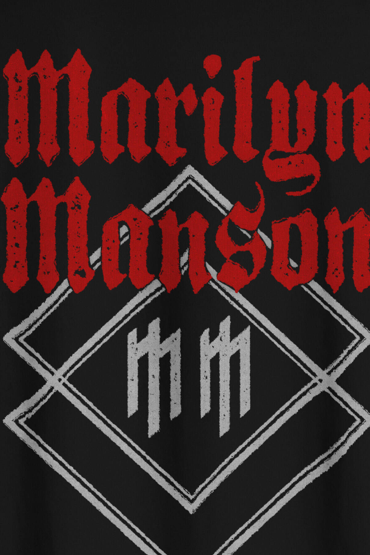 Siyah Oversize T-shirt Marilyn Manson Logo Rock Metal Müzik Baskılı Tişört - 4