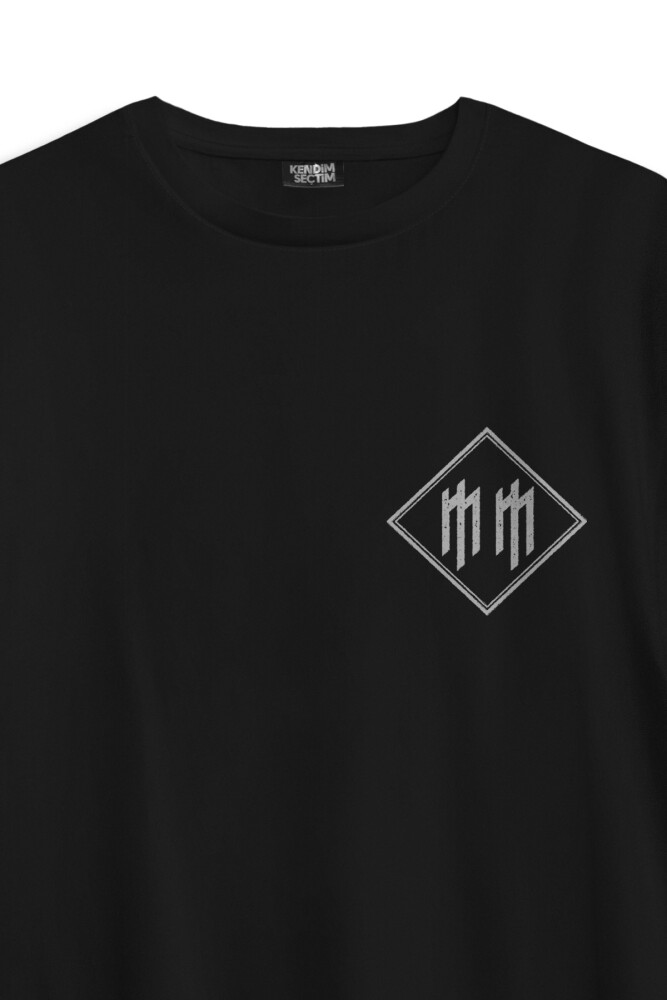 Siyah Oversize T-shirt Marilyn Manson Logo Rock Metal Müzik Baskılı Tişört - 3