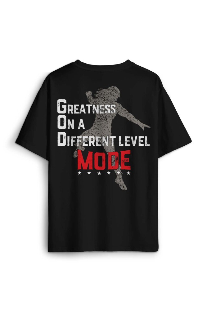 Siyah Oversize Tişört God Mode Roman Reigns Amerikan Güreşi Spor Boks Sırt Ön Baskılı Unisex T-shirt - 1