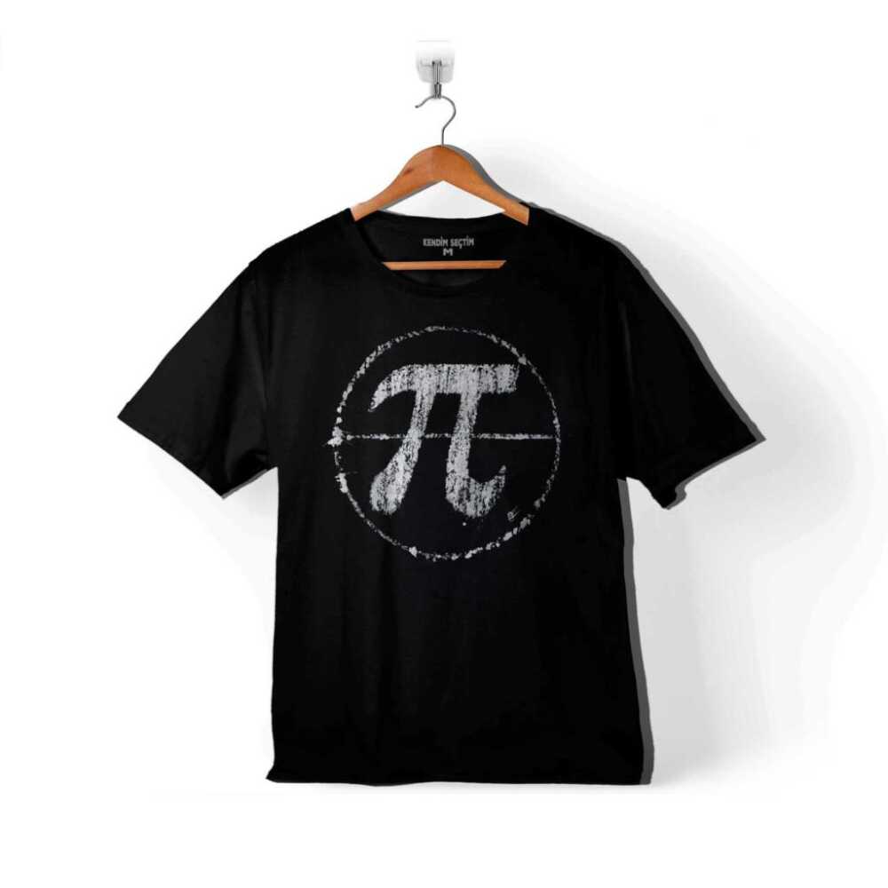 Siyah Penye Çocuk Tişört Pi Sayısı Günü Matematik Baskılı Regular T-Shirt