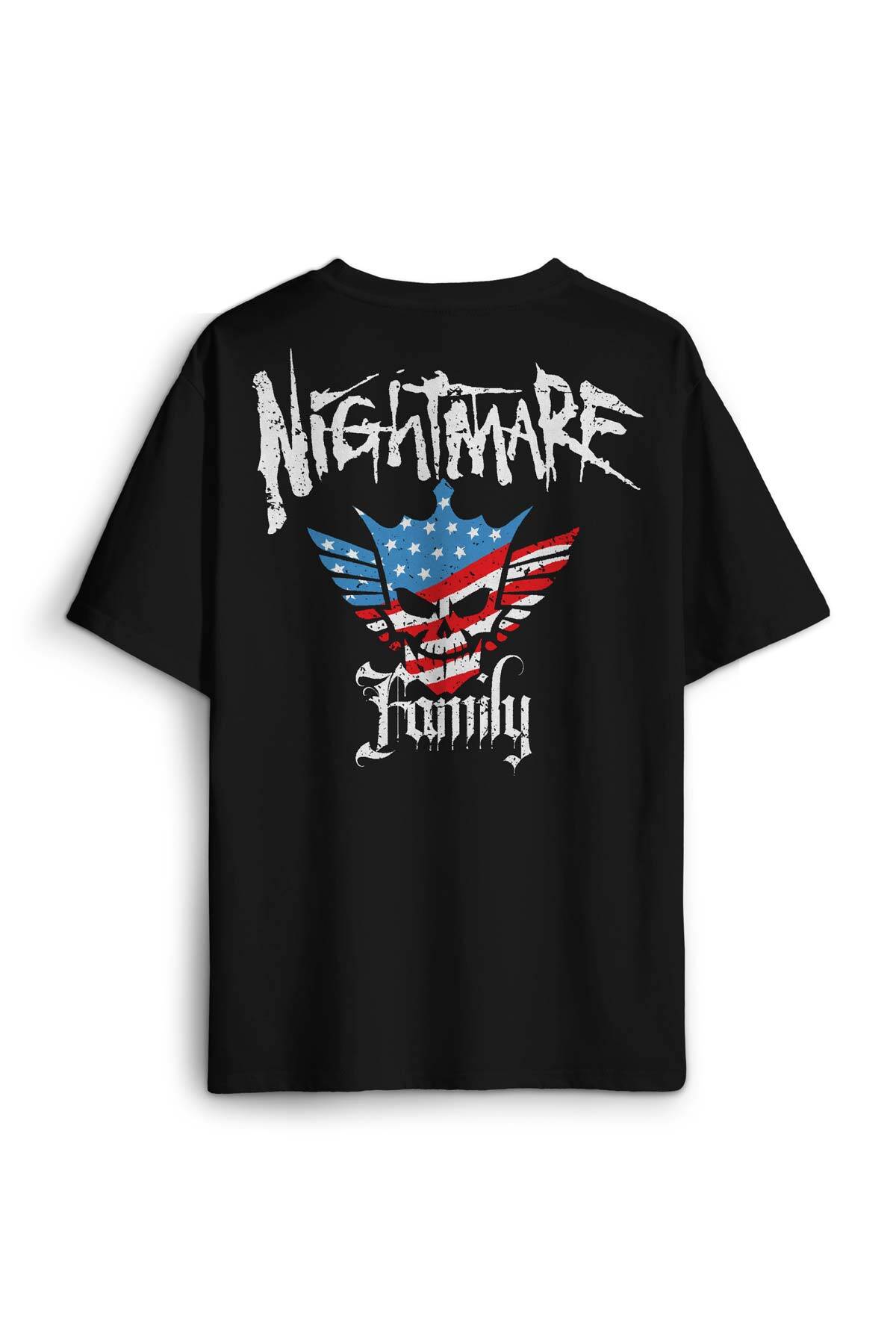 Siyah Relax Fit T-shirt Cody Rhodes Nightmare Family Wwe Amerikan Güreşi Gym Baskılı Oversize T-shirt - 1