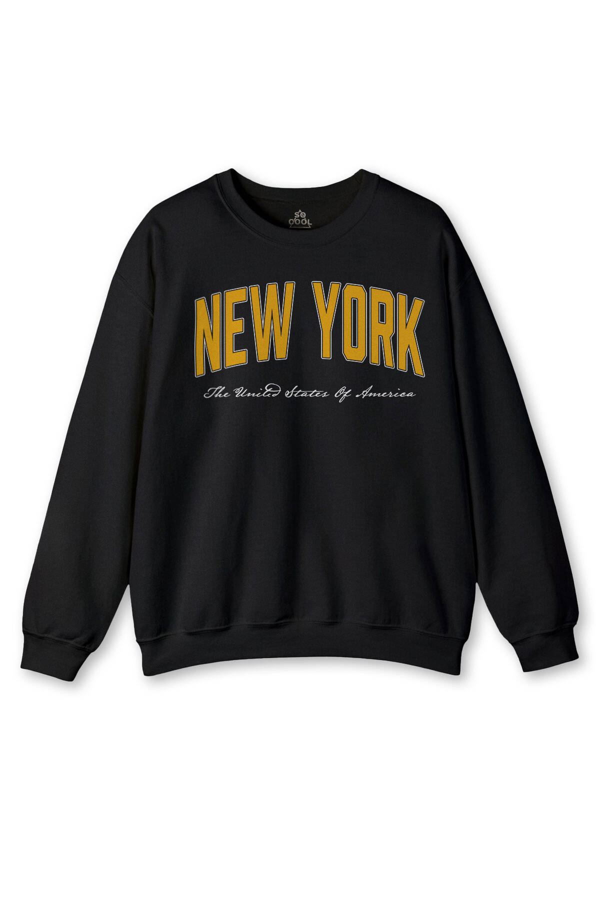 Siyah Sweat New York Yazı Baskılı Swet Kışlık Erkek Sweatshirt