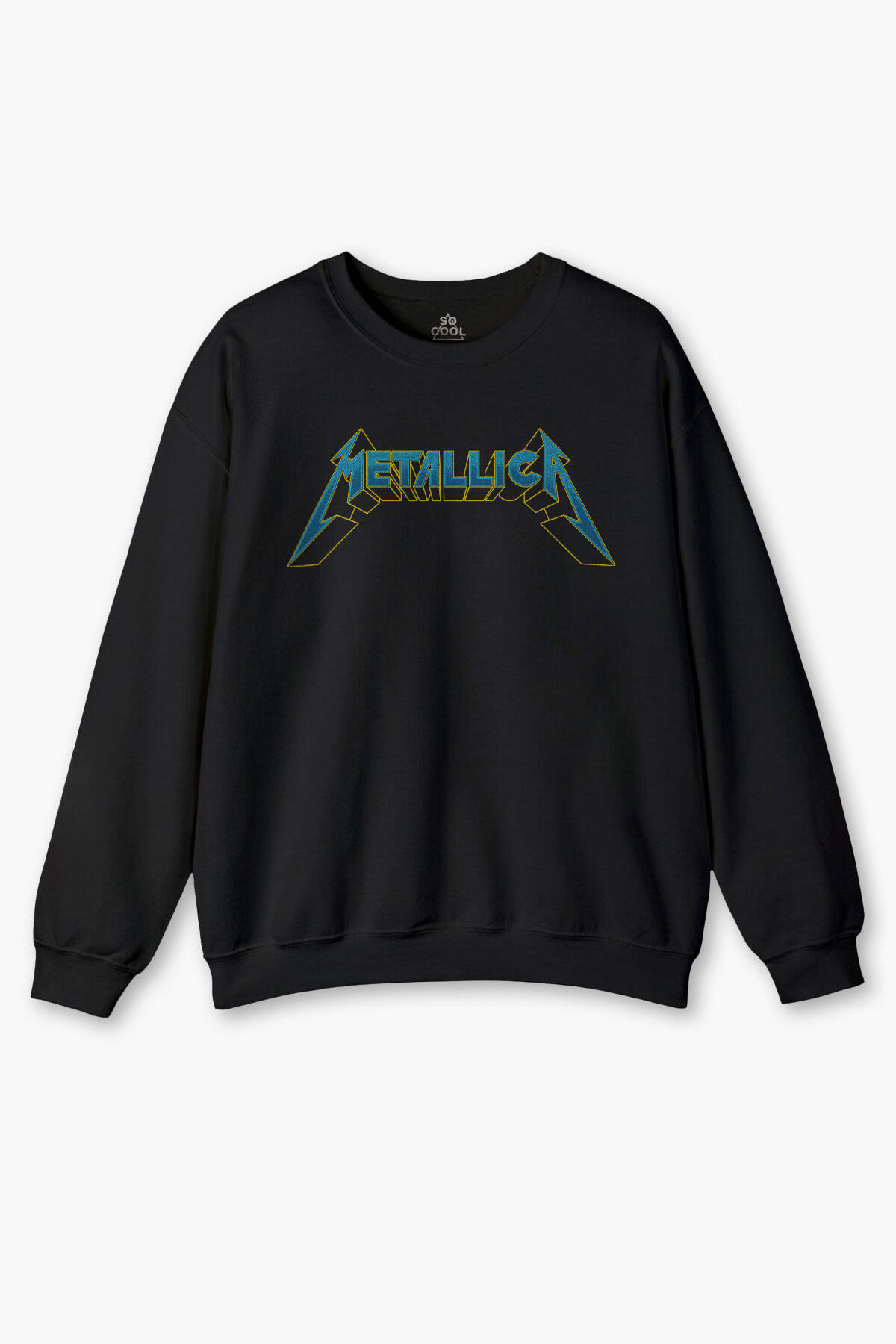 Siyah Sweatshirt Metallica Baskılı Unisex Regular Fit Sweat Guitar Metal Music