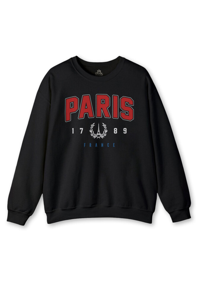 Siyah Sweatshirt Paris Fransa City France Baskılı Swet Kışlık Sweat - So Cool