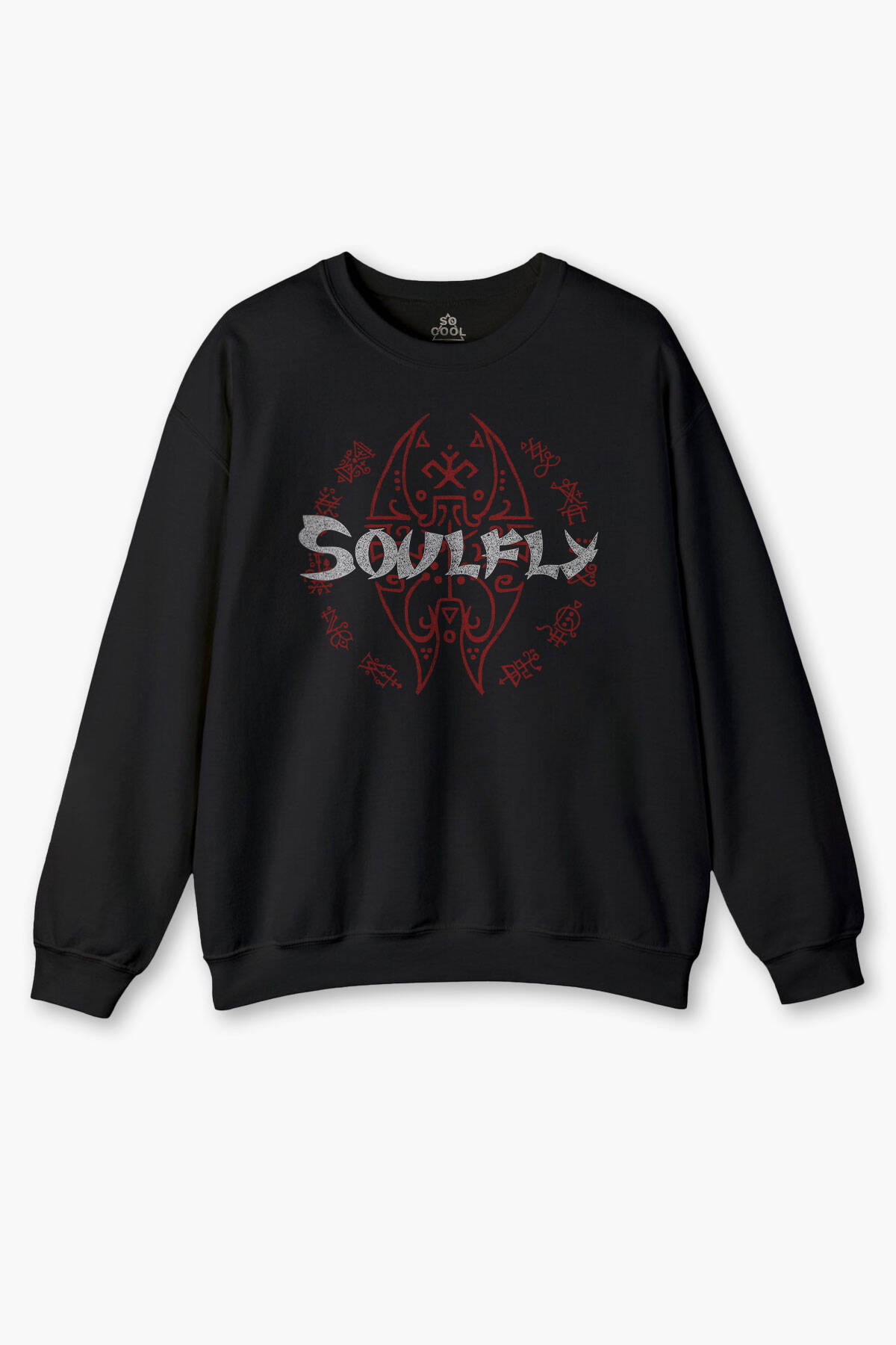 Siyah Sweatshirt Soulfly Baskılı Unisex Regular Fit Sweat Metal Music