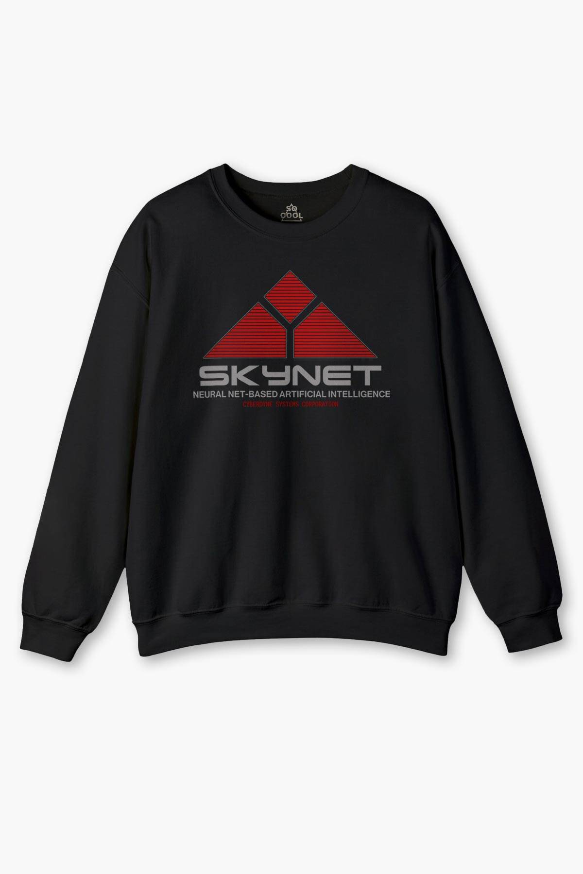 Siyah Sweatshirt Yapay Zeka SkyNet Terminator Artificial Intelligence AI Baskılı Sweat - 1