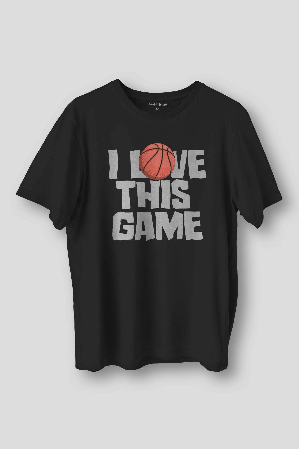 Siyah T-shirt Basketball I Love This Game Basketbol Spor Siyah Unisex Tişört - 1