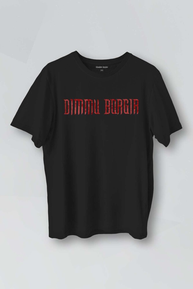 Siyah T-shirt Dimmu Borgir Senfonik Black Metal Darkness Baskılı Unisex Tişört - 1