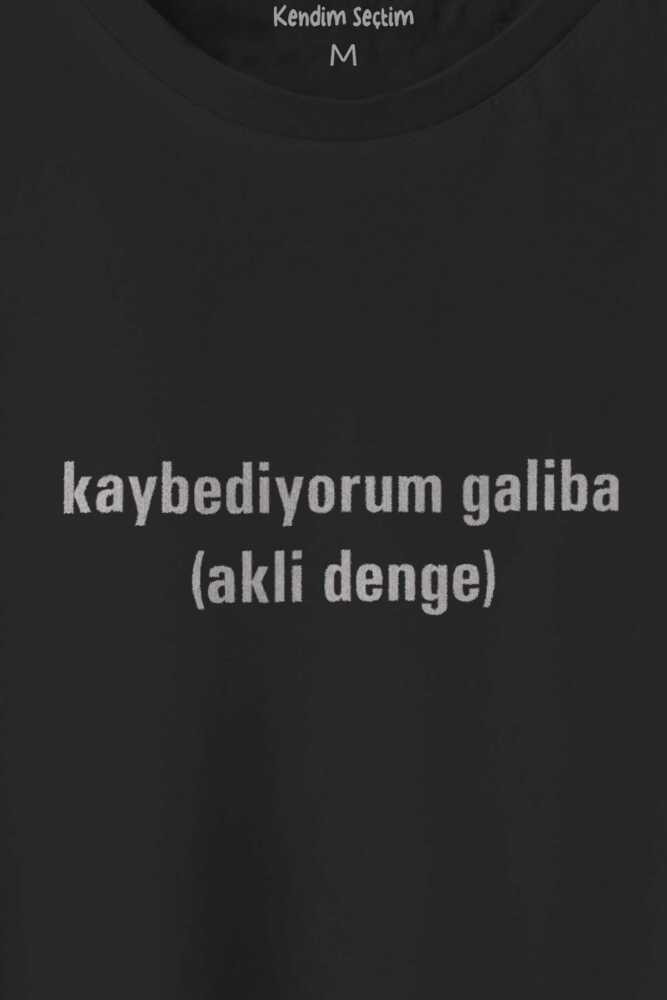 Siyah T-shirt Kaybediyorum Galiba Akli Denge Espirili Baskılı Tişört Unisex - 2