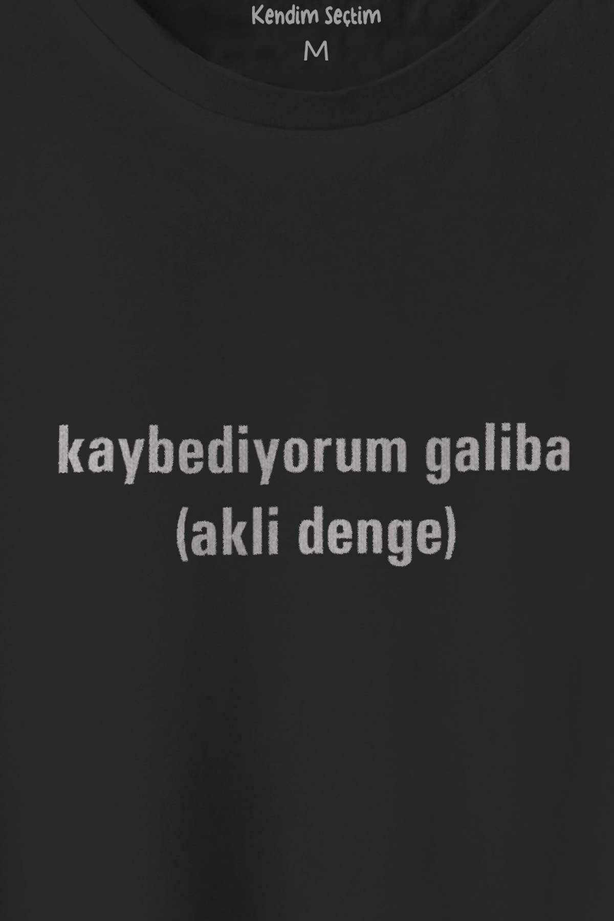 Siyah T-shirt Kaybediyorum Galiba Akli Denge Espirili Baskılı Tişört Unisex - 2