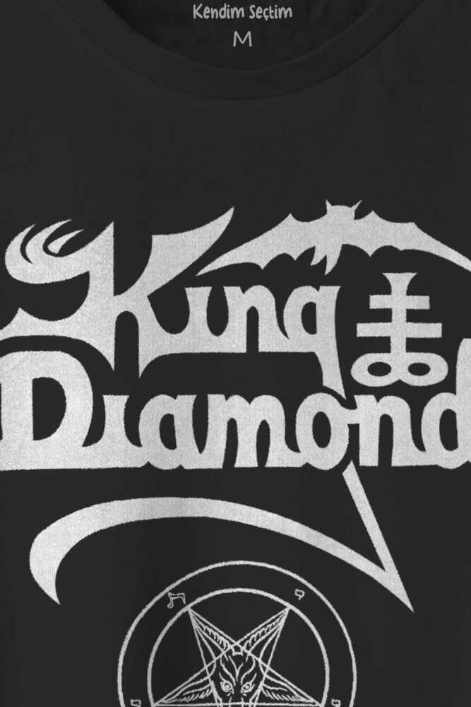 Siyah T-shirt  King Diamond Heavy Metal Mercyful Fate Guitar Gitar Baskılı  Unisex Tişört (1)