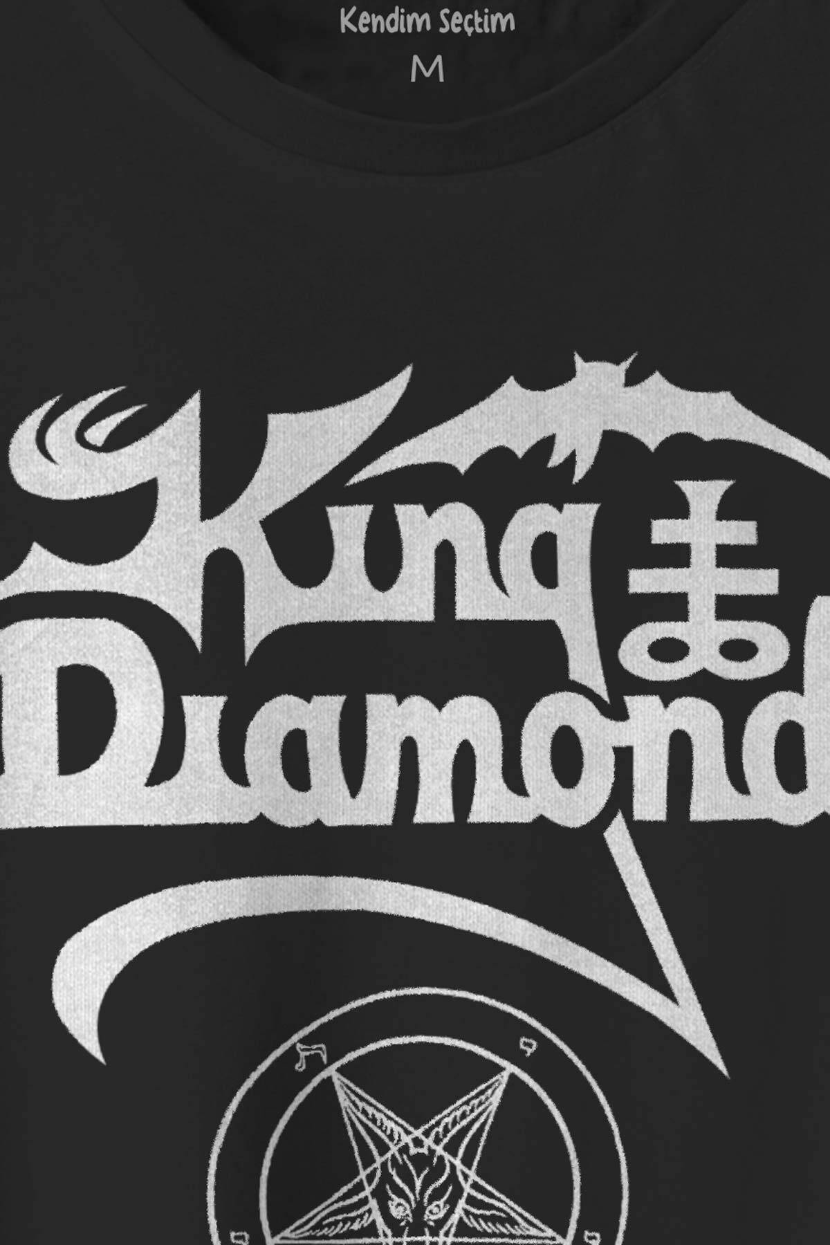 Siyah T-shirt  King Diamond Heavy Metal Mercyful Fate Guitar Gitar Baskılı  Unisex Tişört (1)