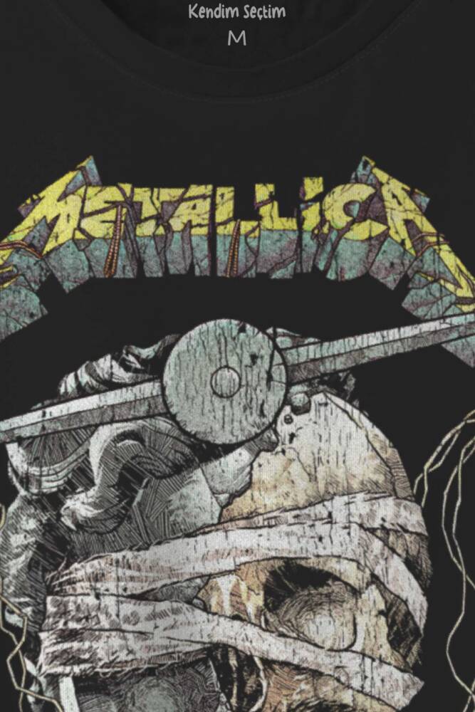 Siyah T-shirt Metallica And Justice for All Rock Metal Music Baskılı Tişört - 2