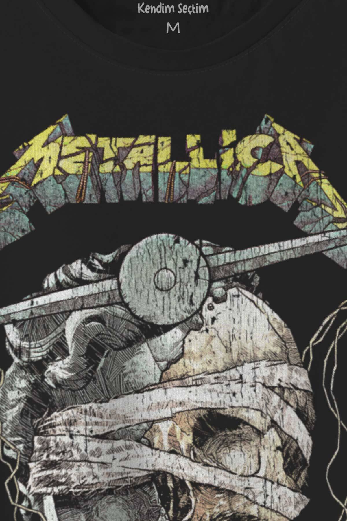 Siyah T-shirt Metallica And Justice for All Rock Metal Music Baskılı Tişört (1)