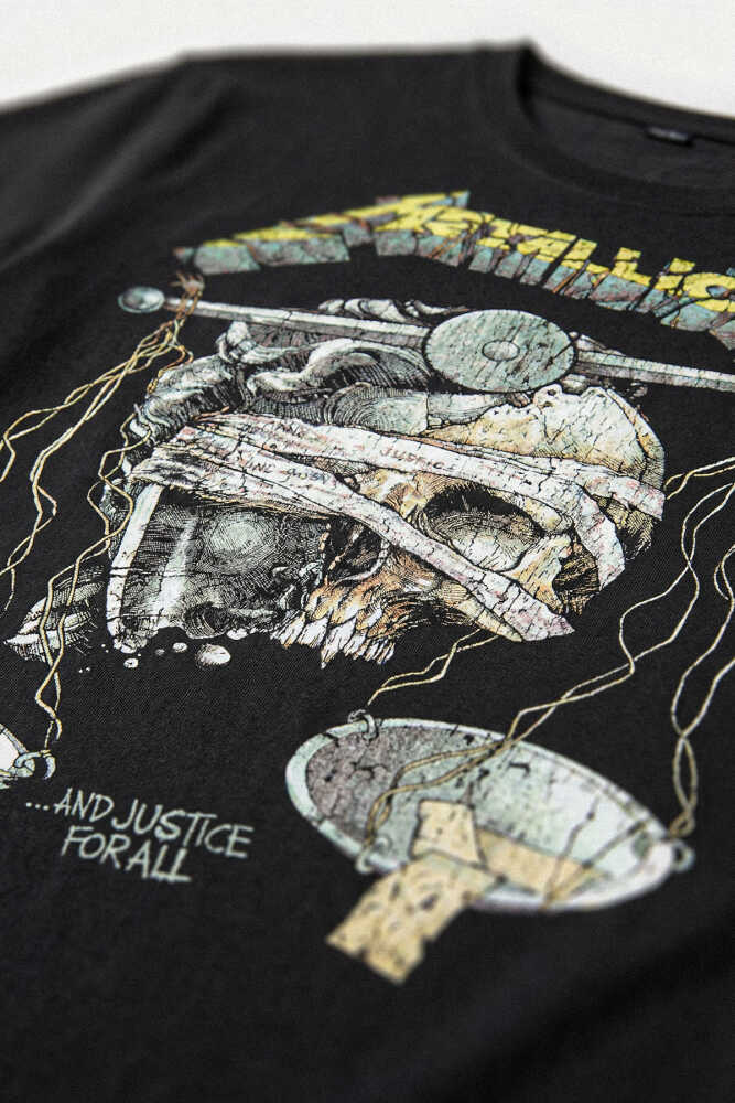 Siyah T-shirt Metallica And Justice for All Rock Metal Music Baskılı Tişört - 2