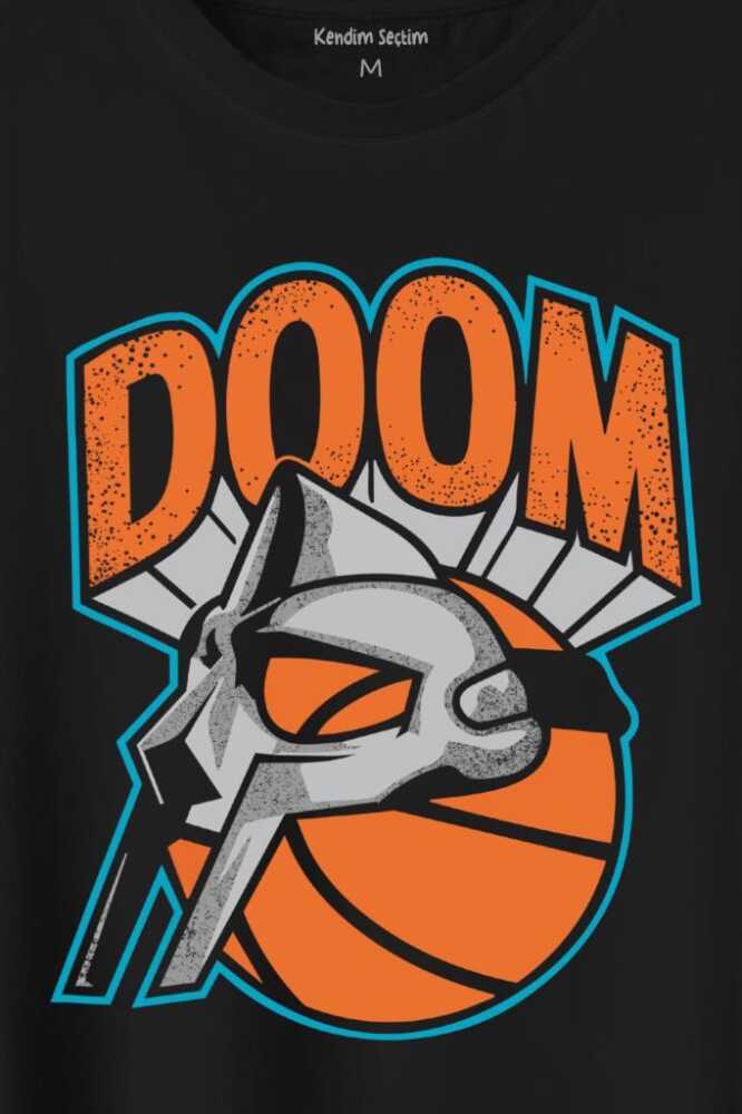 Siyah T-shirt Mf Doom Basketbol Hip Hop Rap Maske Mask Baskılı Tişört Unisex T-Shirt (1)