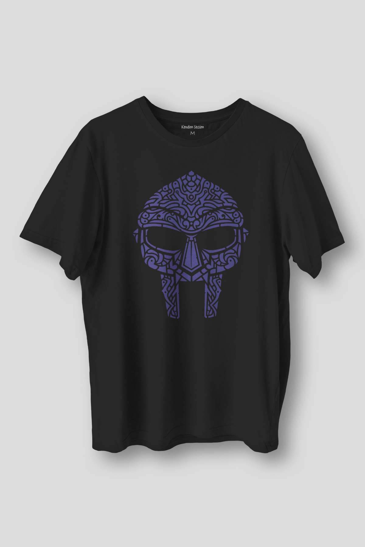 Siyah T-shirt Mf Doom Hip Hop Rap Oldschool Baskılı Tişört - 1