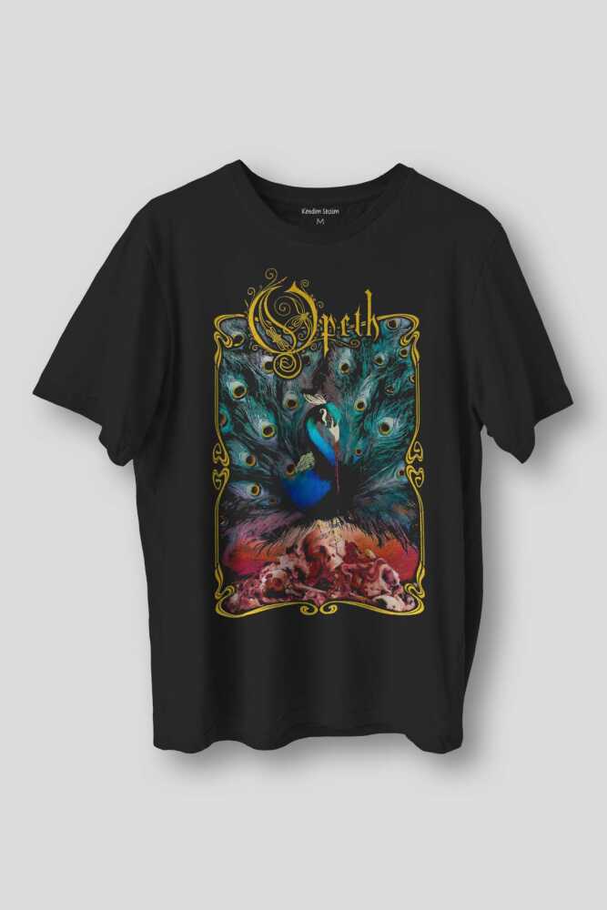 Siyah T-shirt Opeth Metal Music Baskılı Regular Fit Tişört