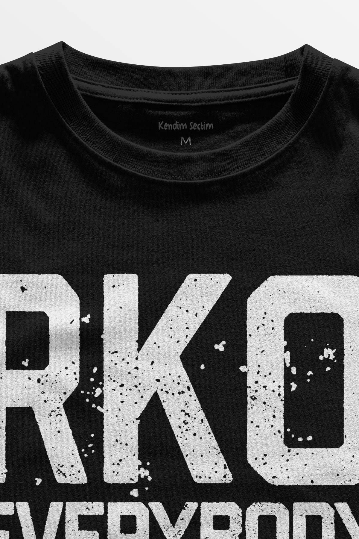 Siyah T-shirt Randy Orton RKO Everybody Wwe Fight Güreş Gym Spor Baskılı Tişört (1)