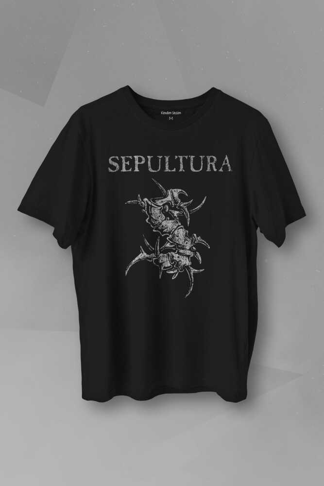 Siyah T-shirt Sepultura Cavalera Metal Rock Music Brazil Müzik Baskılı Tişört - 1