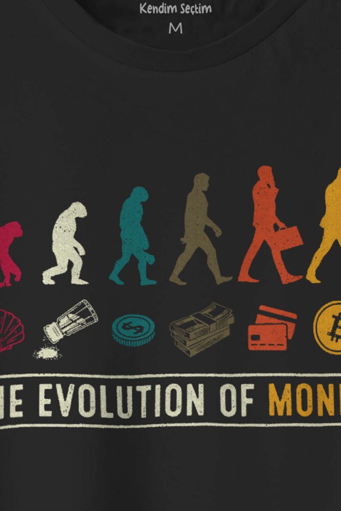 Siyah T-shirt The Evolution Of Money Bitcoin Be Rich Regular Fit T-shirt (1)