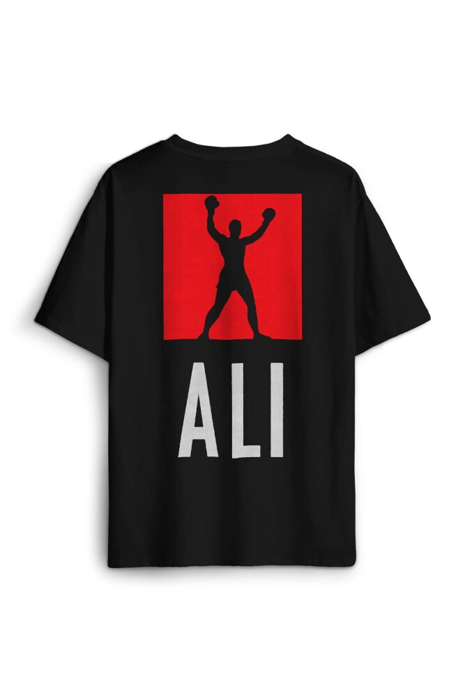 Siyah Tişört Boxing Muhammed Ali Box Boks Sırt Ön Baskılı Oversize Tişört Unisex T-Shirt - KENDİM SEÇTİM
