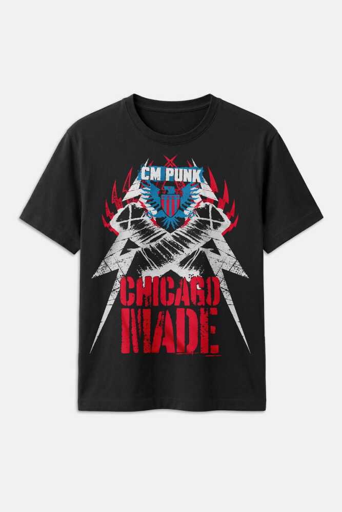 Siyah Tişört CM Punk Best In The World Spor Gym Dövüş Boks Chicago Baskılı Regular T-shirt - 2