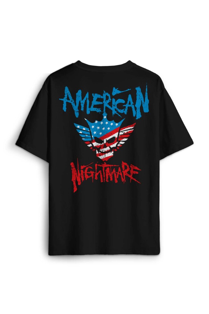 Siyah Tişört Cody Rhodes American Nightmare Wwe Güreş Gym Sırt Ön Baskılı Oversize Unisex T-shirt - 1