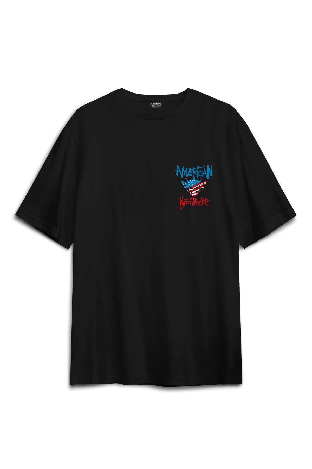 Siyah Tişört Cody Rhodes American Nightmare Wwe Güreş Gym Sırt Ön Baskılı Oversize Unisex T-shirt - 2