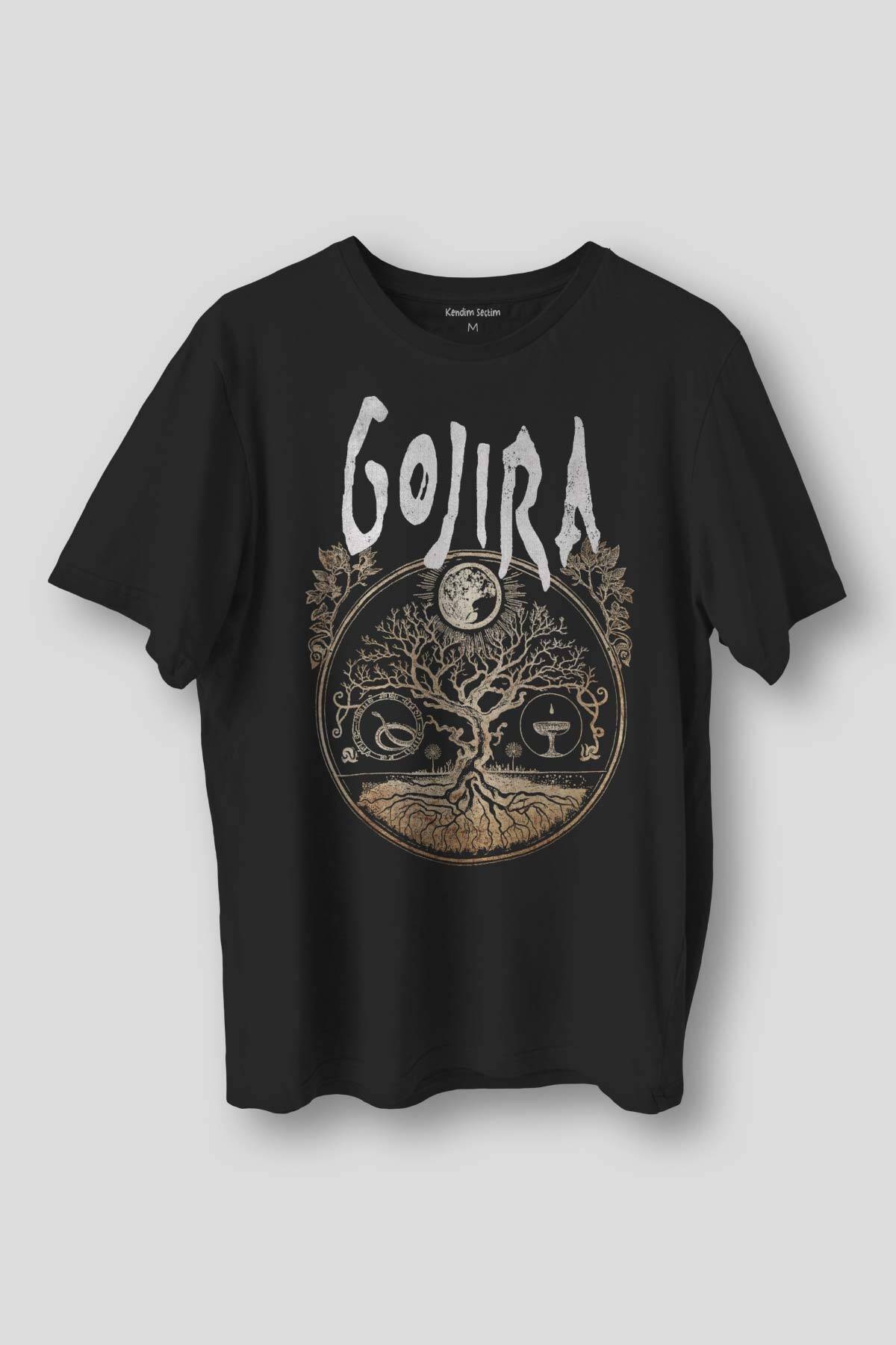 Siyah Tişört Gojira Metal Music Gitar Guitar Rock Müzik Baskılı Unisex T-shirt - 1