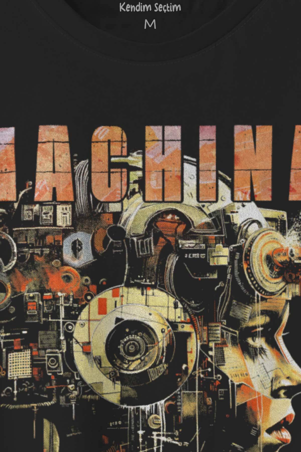 Siyah Tişört Machina Yapay Zeka AI Computer Baskılı Unisex T-shirt - 2