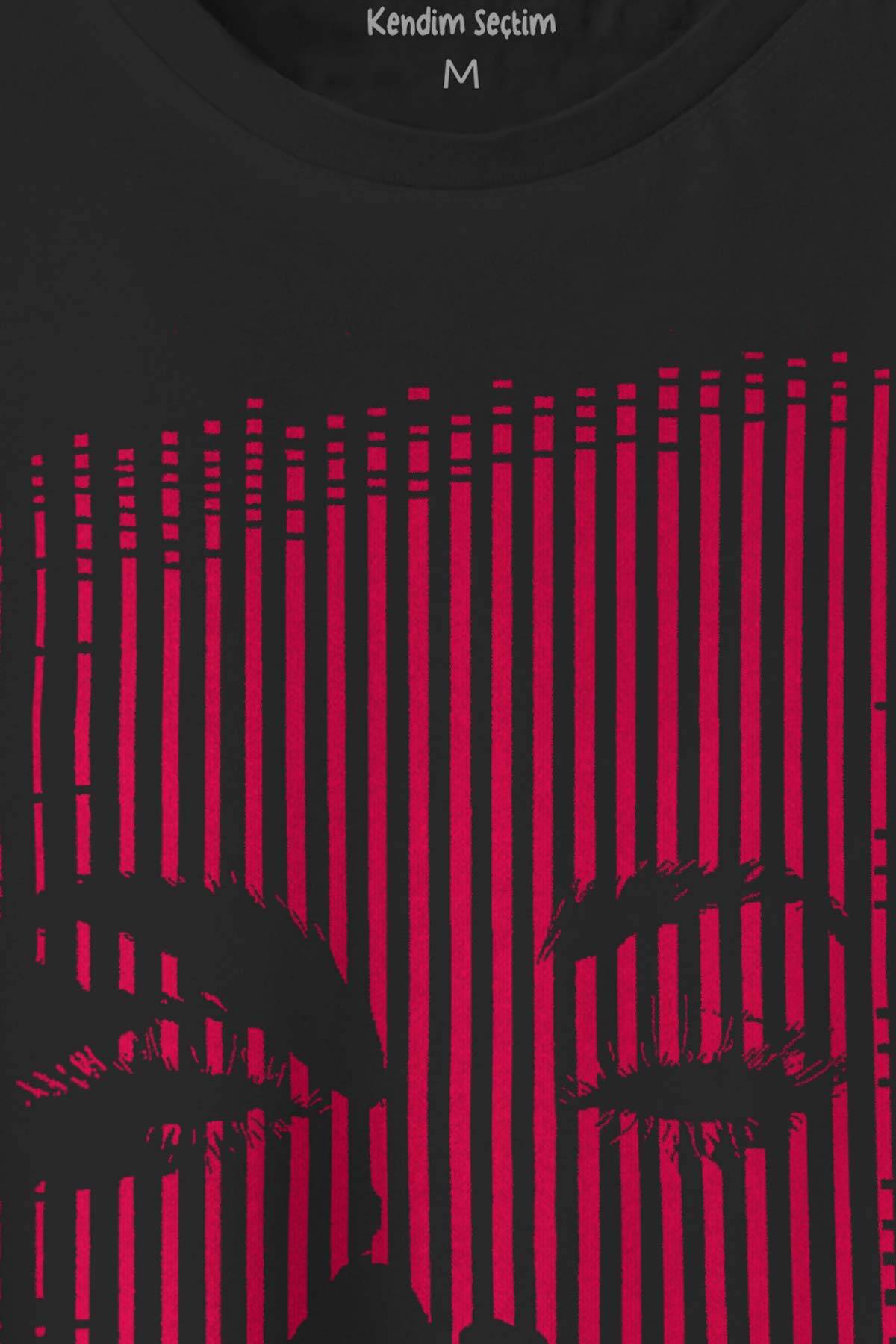 Siyah Tişört Marilyn Monroe Siluet Kısa Kollu Bisiklet Yaka Unisex T-shirt - 2