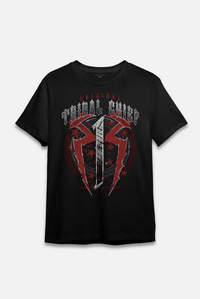 Siyah Tişört OTC Roman Reigns OTC1 Dövüş Gym Fight Spor Baskılı Unisex T-shirt