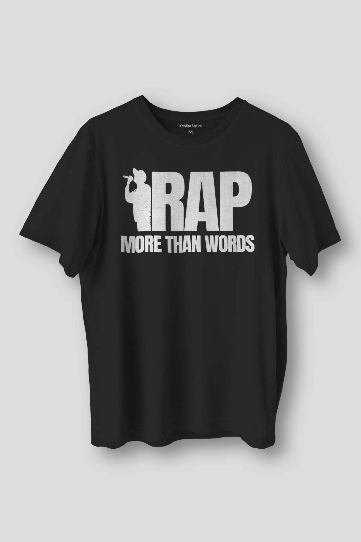 Siyah Tişört RAP More Than Words Turkish Rap Hip Hop Eminem Tupac Baskılı Regular Fit T-shirt - 1